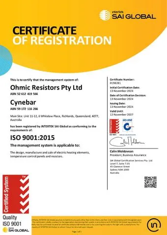 Quality certificate